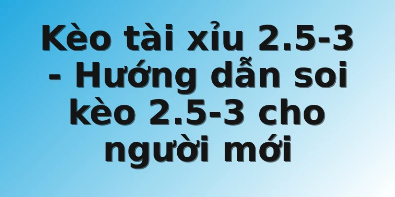 Kèo tài xỉu 2.5-3 - Hướng dẫn soi kèo 2.5-3 cho người mới