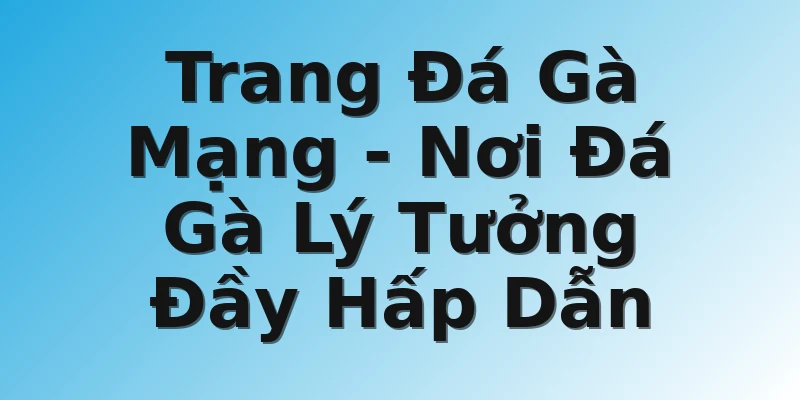 Trang Đá Gà Mạng - Nơi Đá Gà Lý Tưởng Đầy Hấp Dẫn