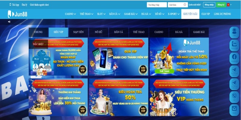 Khuyến mãi độc quyền dành riêng cho thành viên VIP của Jun88
